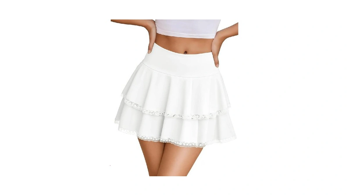 Yousify Womens Ruffle Skirt Summer Cute Mini Skirts High Waisted