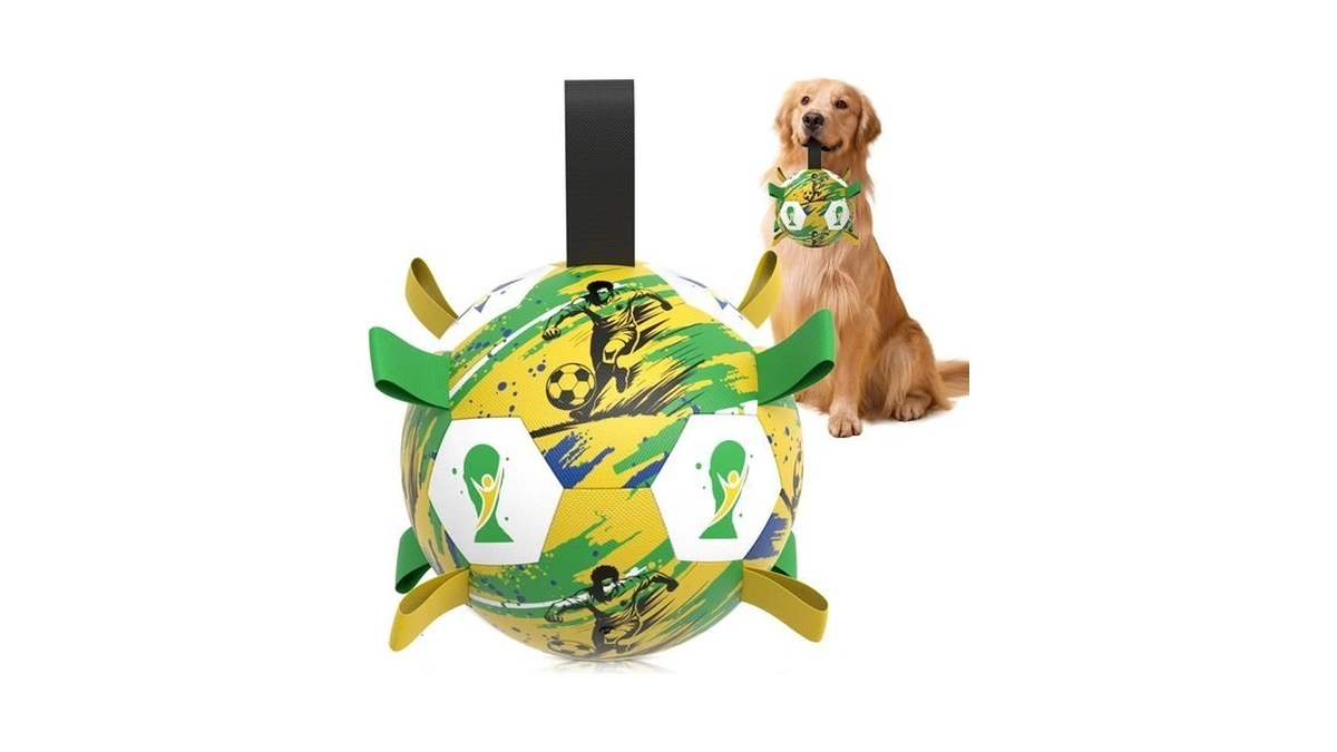 Hetoo Dog Soccer Ball With Straps: 8 Inch Large Dog