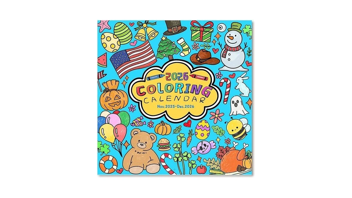 2026 Coloring Wall Calendar With Unique Illustrated Images, Nov. 2025