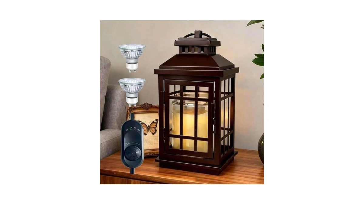 Candle Lamp Warmer With Timer, Farmhouse Lantern Candle Warmer For