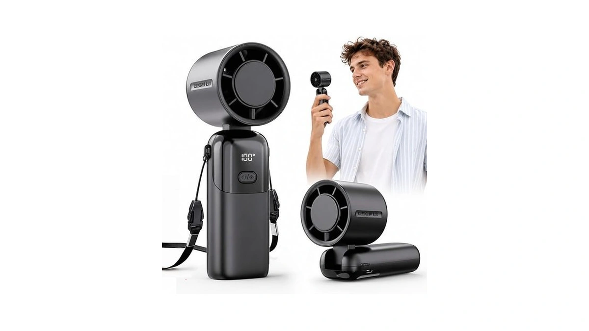 Portable Handheld Fan,5000mah Battery Operated Rechargeable Mini Fan With 1-100