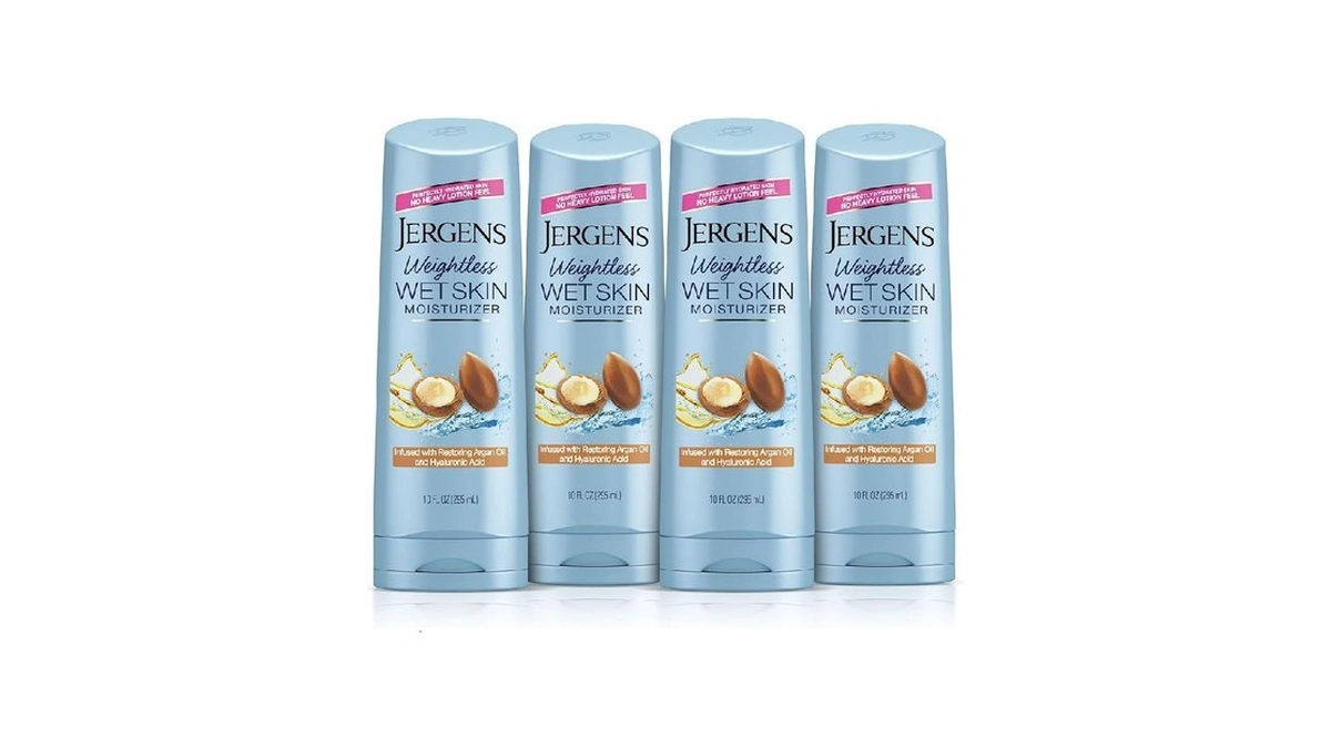 Jergens Wet Skin Body Moisturizer With Restoring Argan Oil, 4x