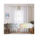 Miulee Natural Linen Sheer Window Curtains - Elegant Solid White
