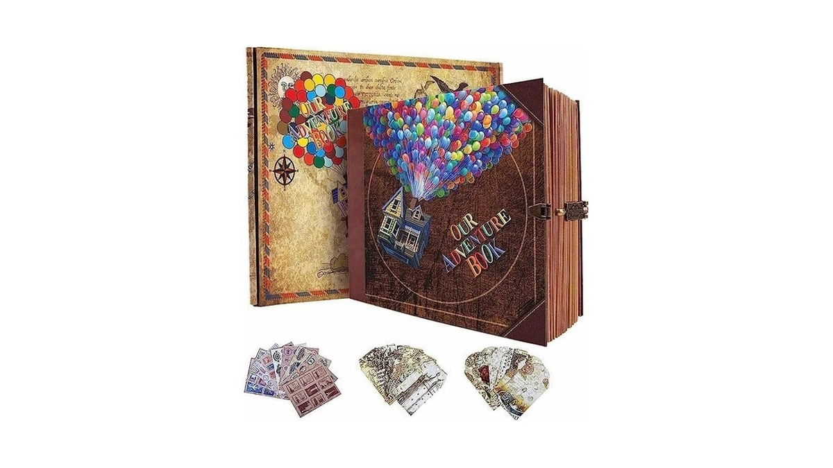 Adventure Scrapbook Hardcover - Premium Embossed Cover Photo Book, Lay