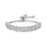Bisaer Classic Luxury White Gold Plated Tennis Bracelet With White
