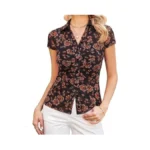 Grace Karin Women Mesh Boho Tops Dressy Casual Floral Short