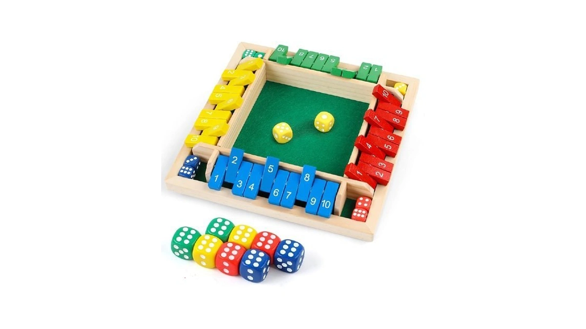 Jtnfsh Shut The Box Dice Game 2-4 Players, Wooden Board