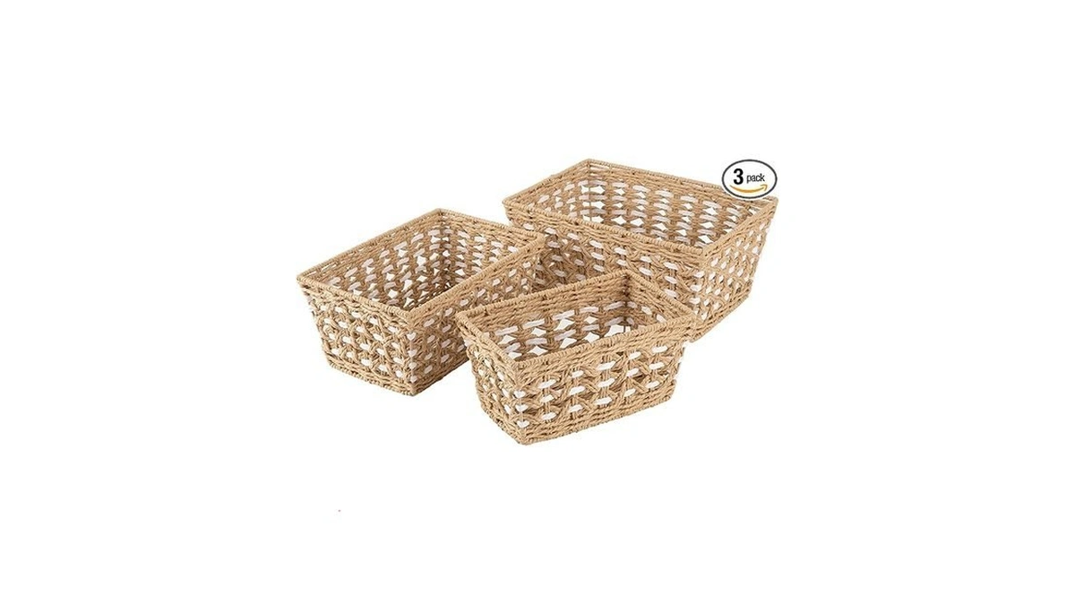 Oiahomy Wicker Storage Baskets, Paper Rope Shelf Bins, Decortive Baskets