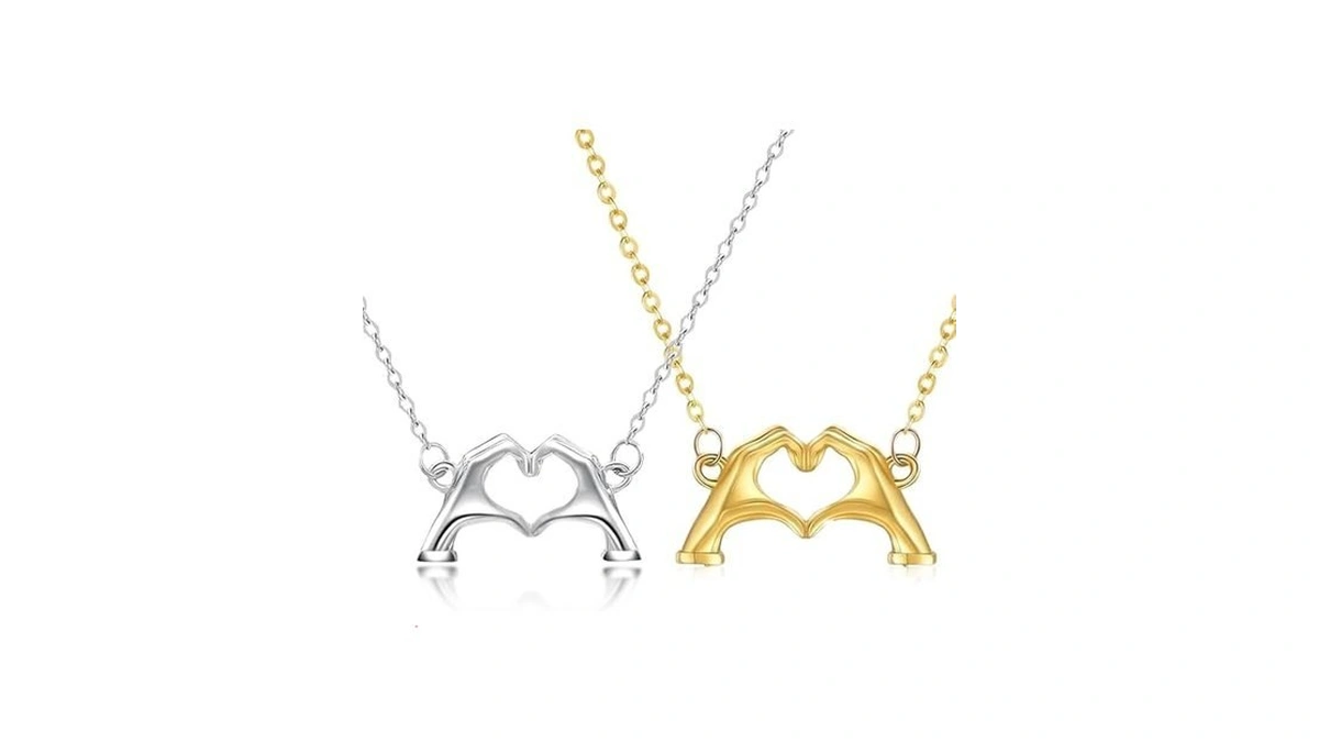 Hbfkl 2pcs Necklace Outfits Jewelry Accessories Heart Hands Matching Necklaces