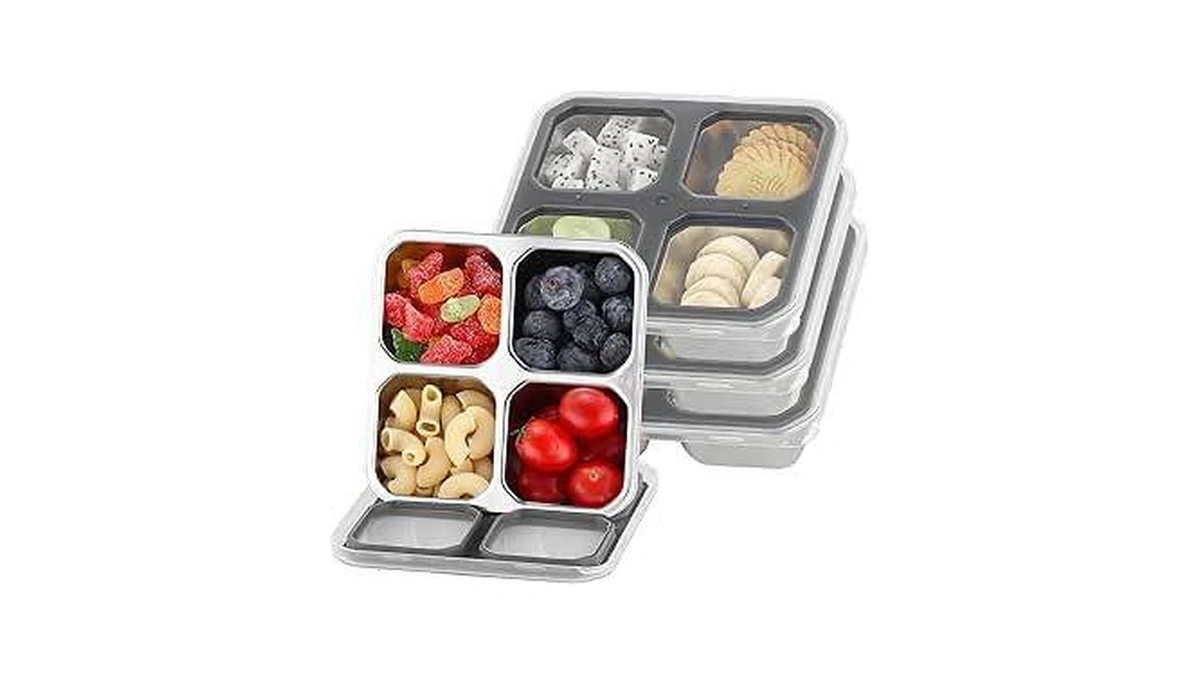 Befoy 4 Divided Compartments Snack Containers Bento Snack Box With