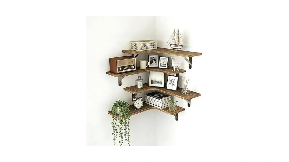 Zoeseek Corner Floating Shelves, Set Of 4 L-shape Wood Wall
