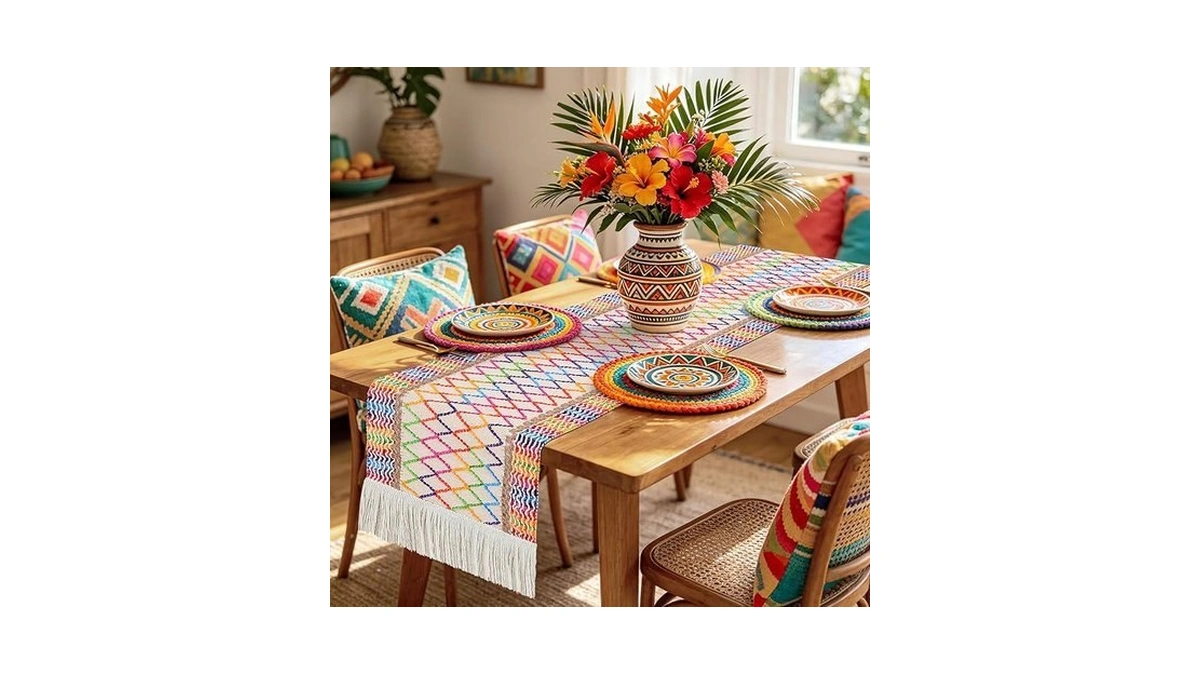 Yuboo Colorful Table Runner 48 Inches Long, Spring Summer Small