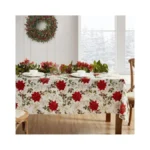 Elrene Home Fashions Christmas Poinsettia Grace Water- And Stain-resistant Vinyl