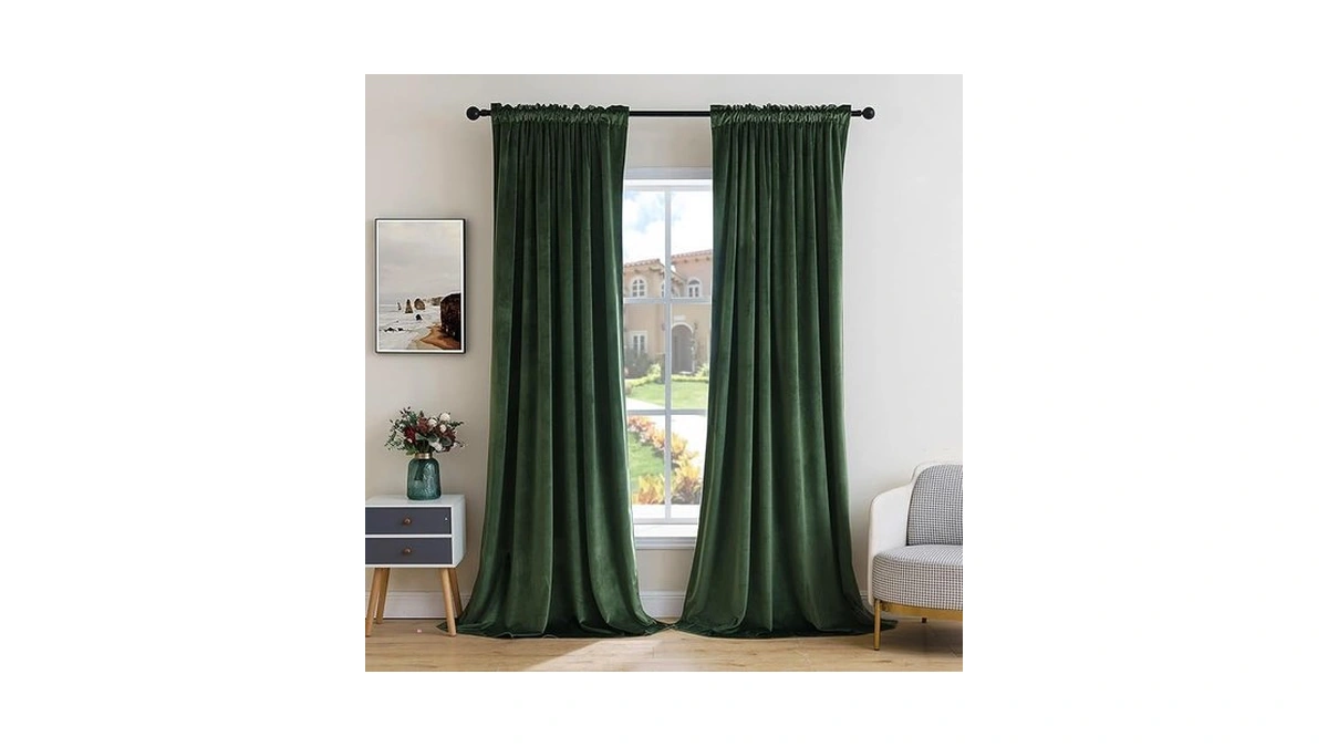 Miulee Olive Green Velvet Curtains Thermal Insulated Blackout Curtain Drapes