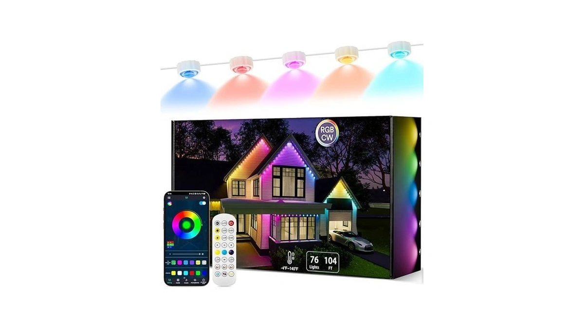 Befamali 104ft Permanent Outdoor Lights, Rgb Smart Outdoor Lights For