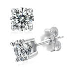 Ve Celestelle Moissanite Stud Earrings, 925 Sterling Silver, 18k White
