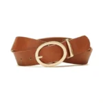 Earnda Womens Belts For Jeans Classic Oval Gold Buckle Faux