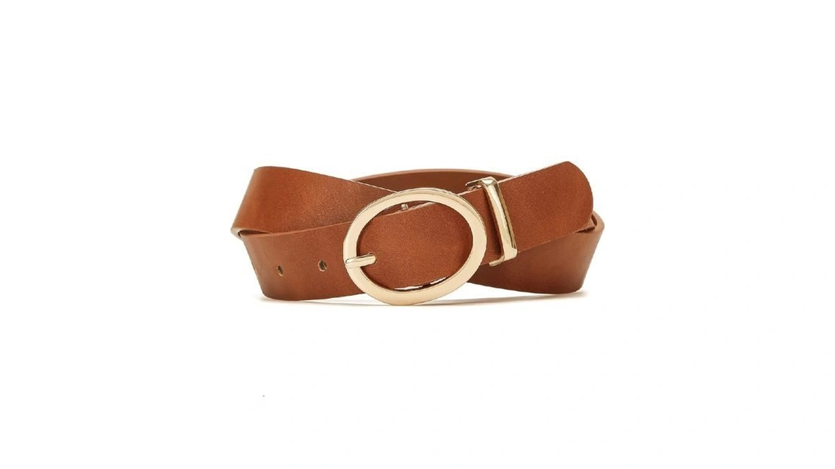 Earnda Womens Belts For Jeans Classic Oval Gold Buckle Faux