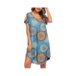 Ekouaer Womens Nightgown Soft Sleepwear Pleated Sleepshirt Sleep Dress Short