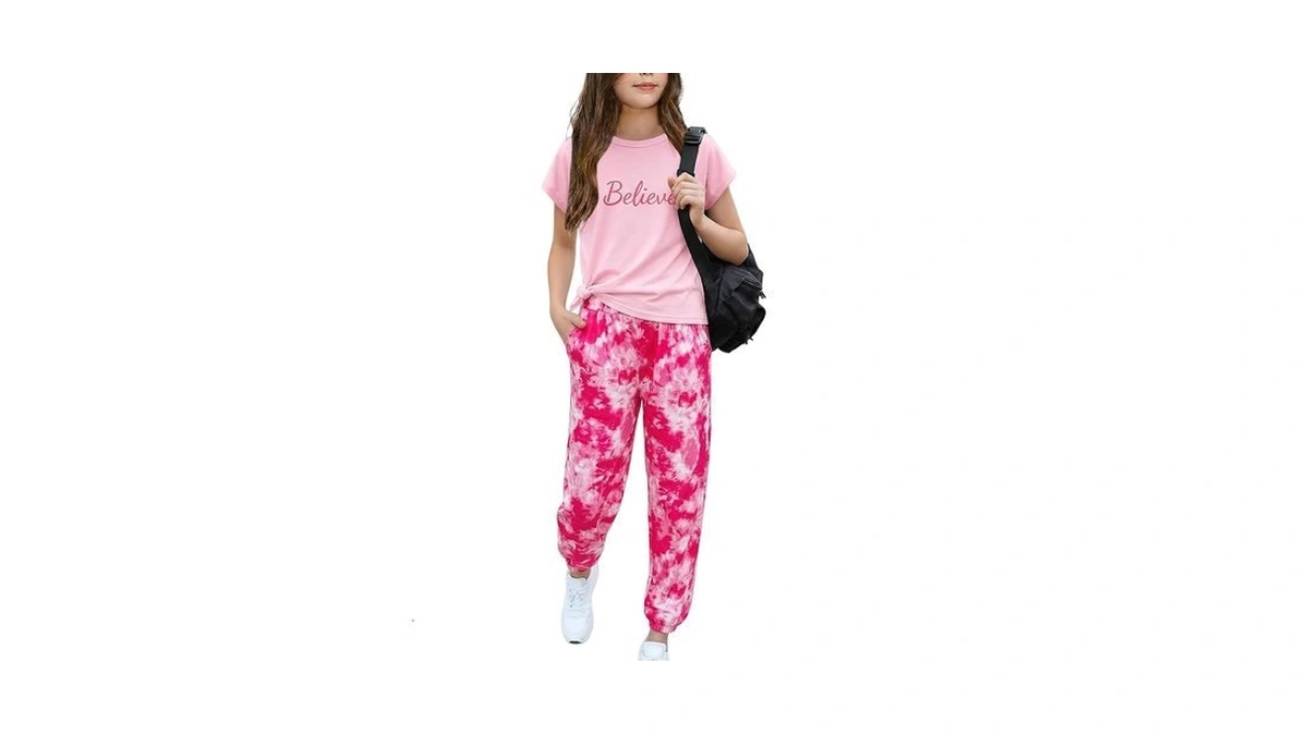 Arshiner Girl's Sweatsuit Set Casual Tie Dye Clothes 2 Piece