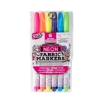 Tulip Permanent Nontoxic Fabric Markers Neon 6 Pack - Large
