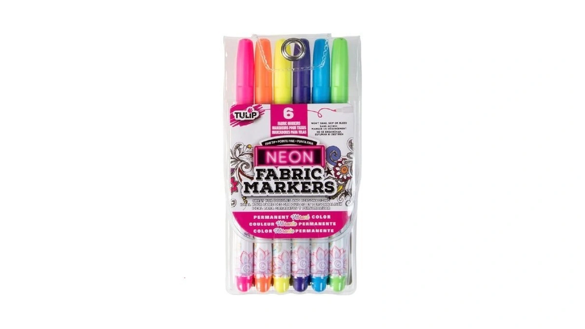 Tulip Permanent Nontoxic Fabric Markers Neon 6 Pack - Large