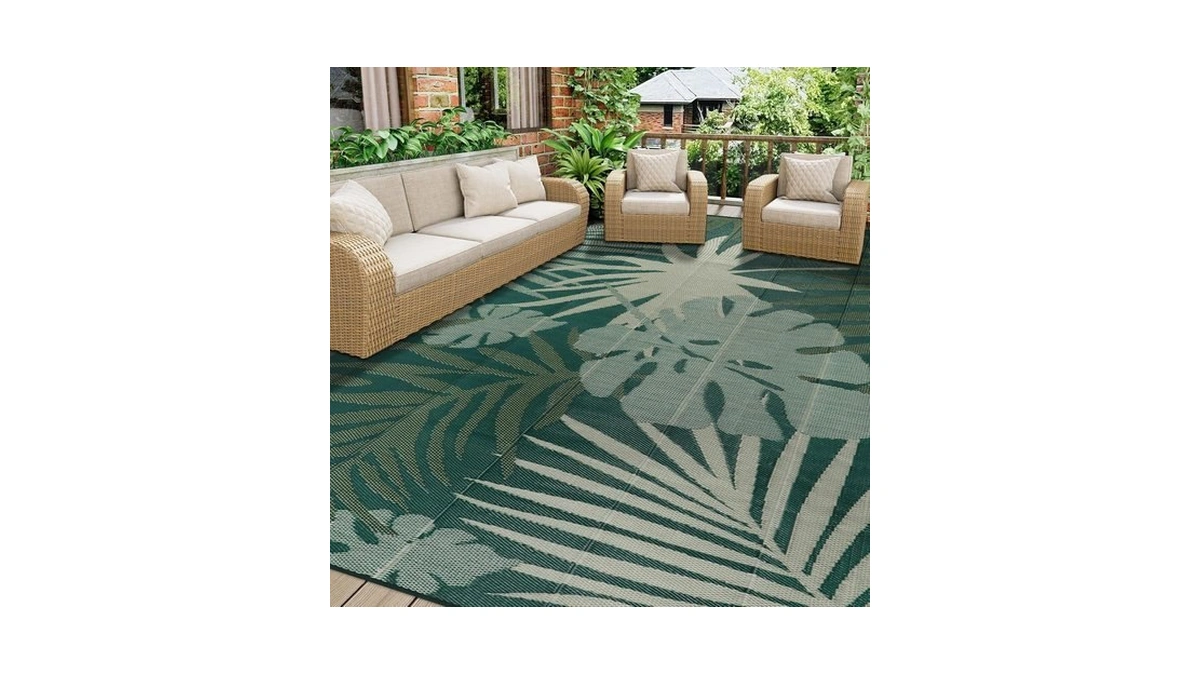 Homcomoda Outdoor Rugs 8’x10’ Waterproof Reversible Patio Rugs Outdoor Clearance