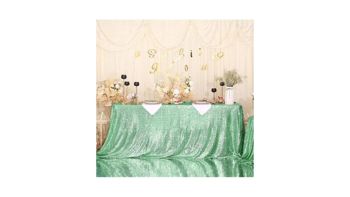 Eternal Beauty Mint Green Tablecloth, 50x80 Inch Square Rectangle Table