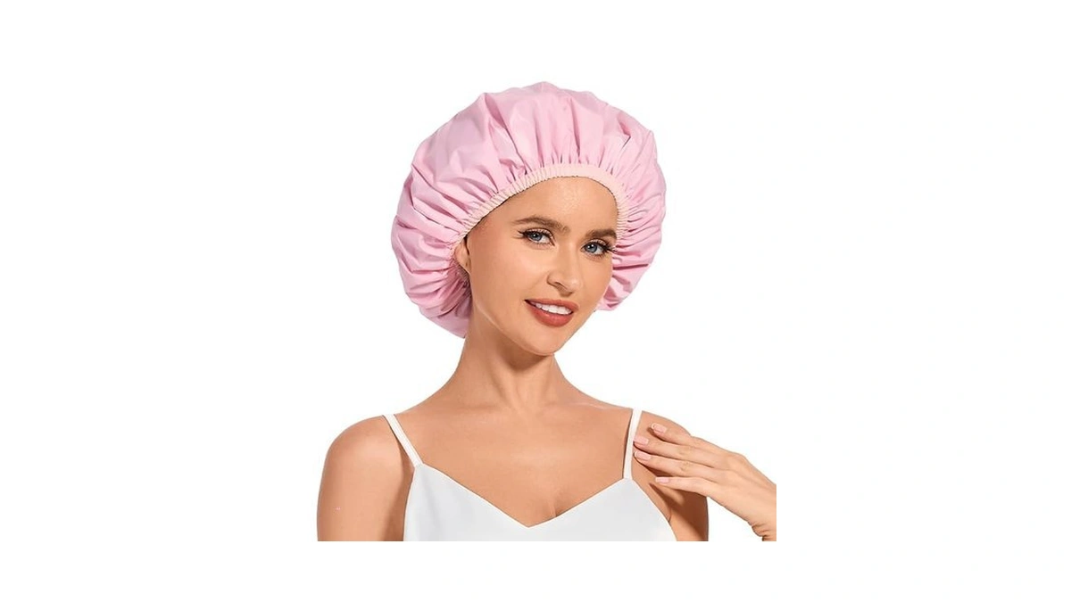 Shower Cap For Women Waterproof Reusable, Large Shower Cap Non-slip