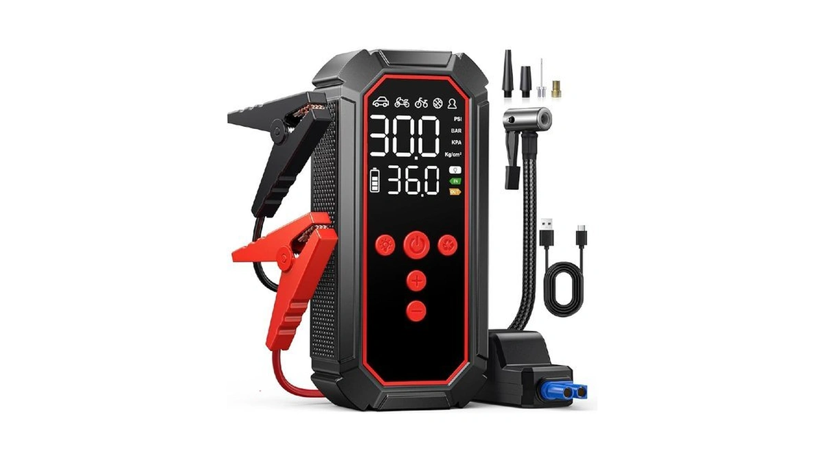 Portable Jump Starter With Air Compressor - 4000a Winter Car