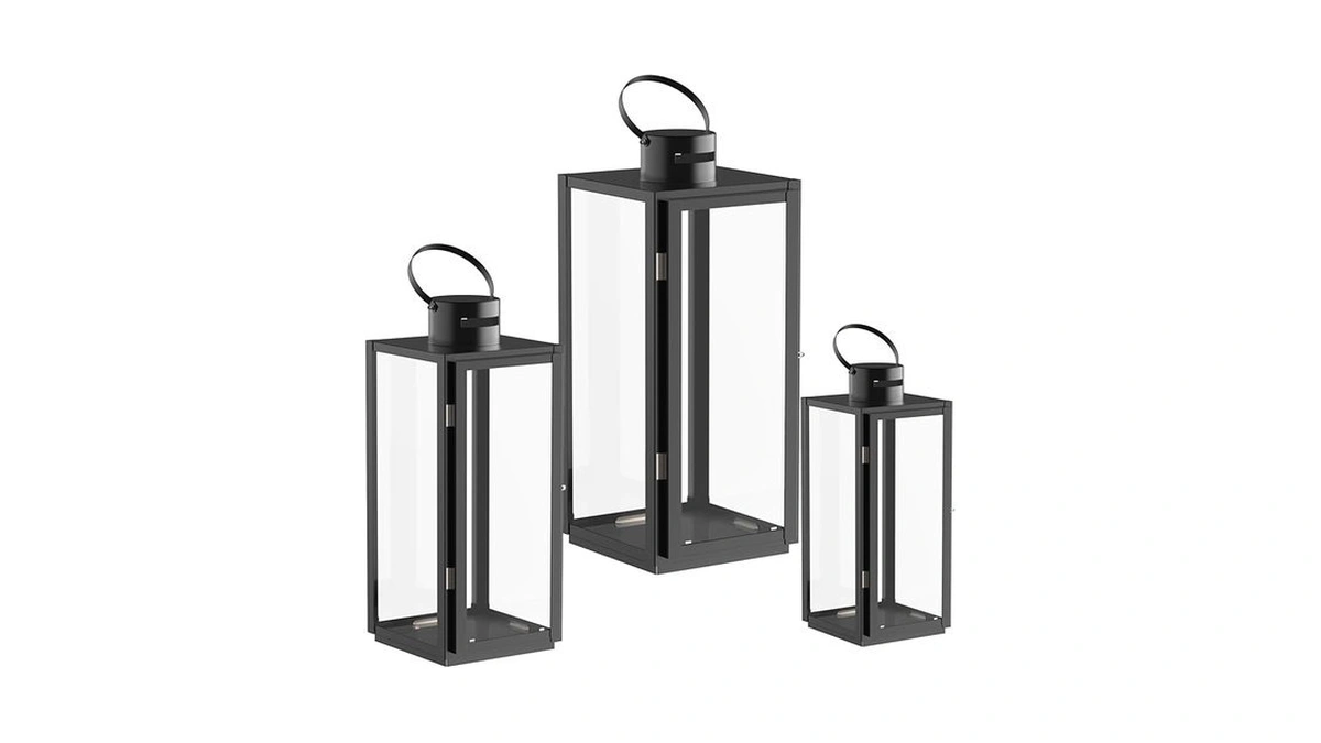Matico Stainless Decorative Candle Lantern Set Of 3, Hanging Decor