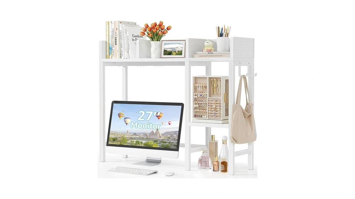 Boluo Desk Hutch Dorm Room, Desktop Bookshelf For Computer Desk