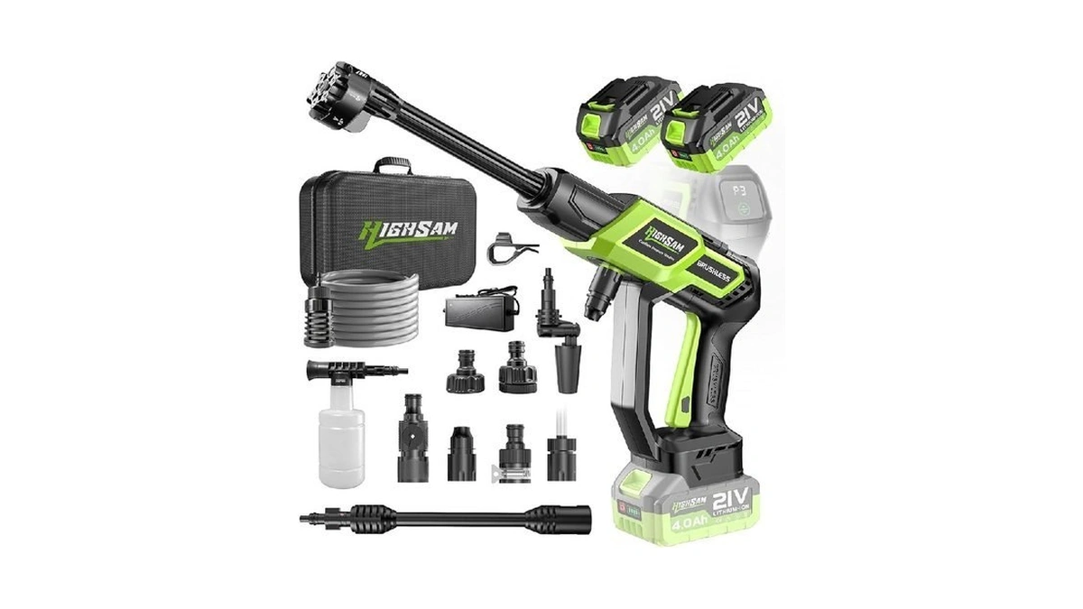 Cordless Portable Car Washer-brushless Motor, 2x4000mah Batteries & Fast Charger,