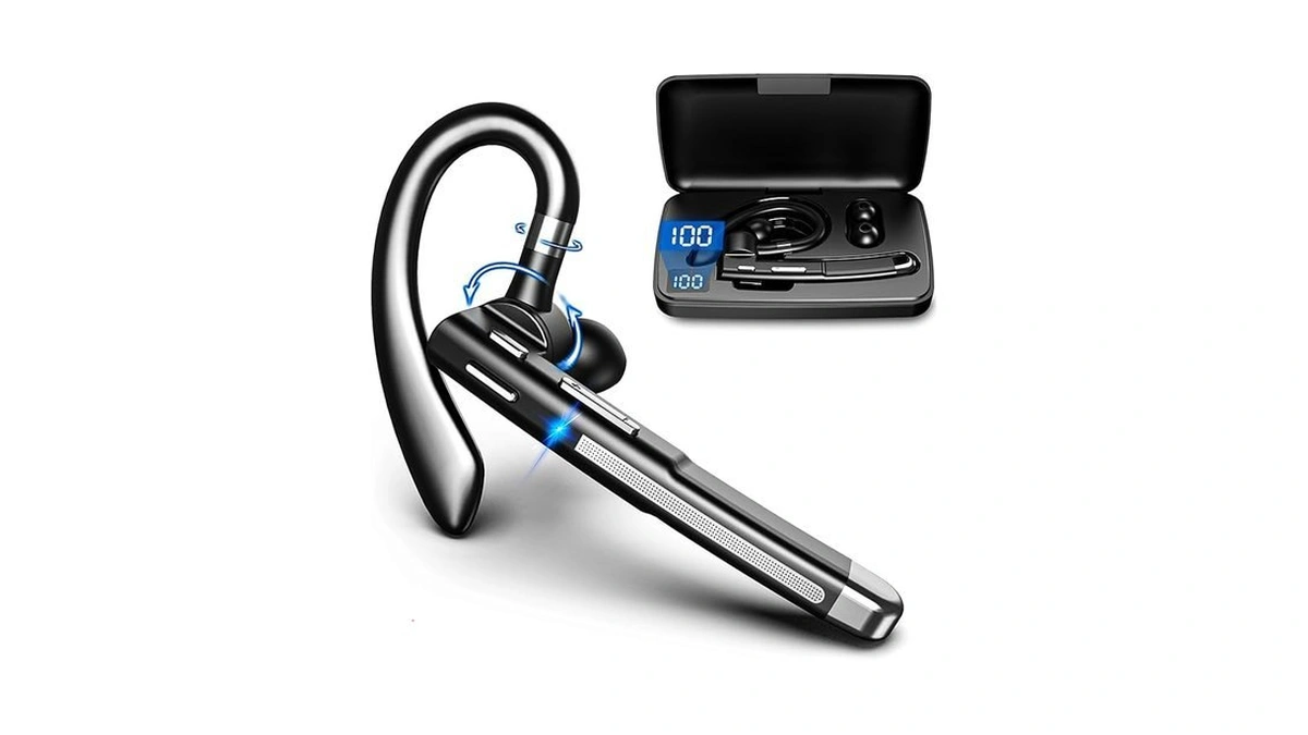 Bluetooth Headset V6.1, Wireless Bluetooth Earpiece With 500mah Charging Case,100