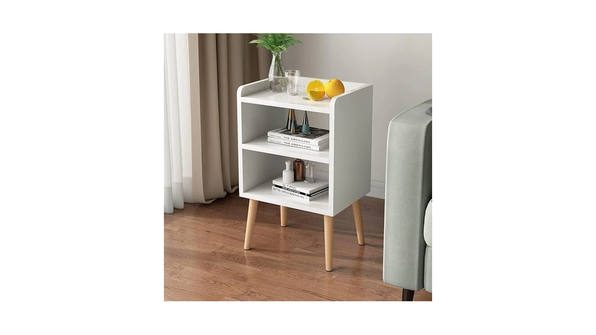 Lucknock Night Stand, White Bedside Table, Modern End Table With