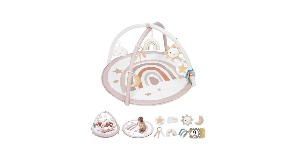 Baby Play Gym Mat, Tummy Time Activity Mat With 7