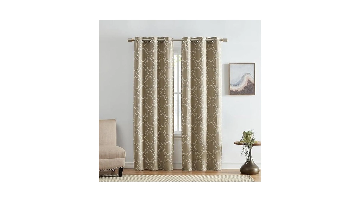 Elrene Home Fashions Valian Geometric Lattice Embroidered Thermal Blackout Window