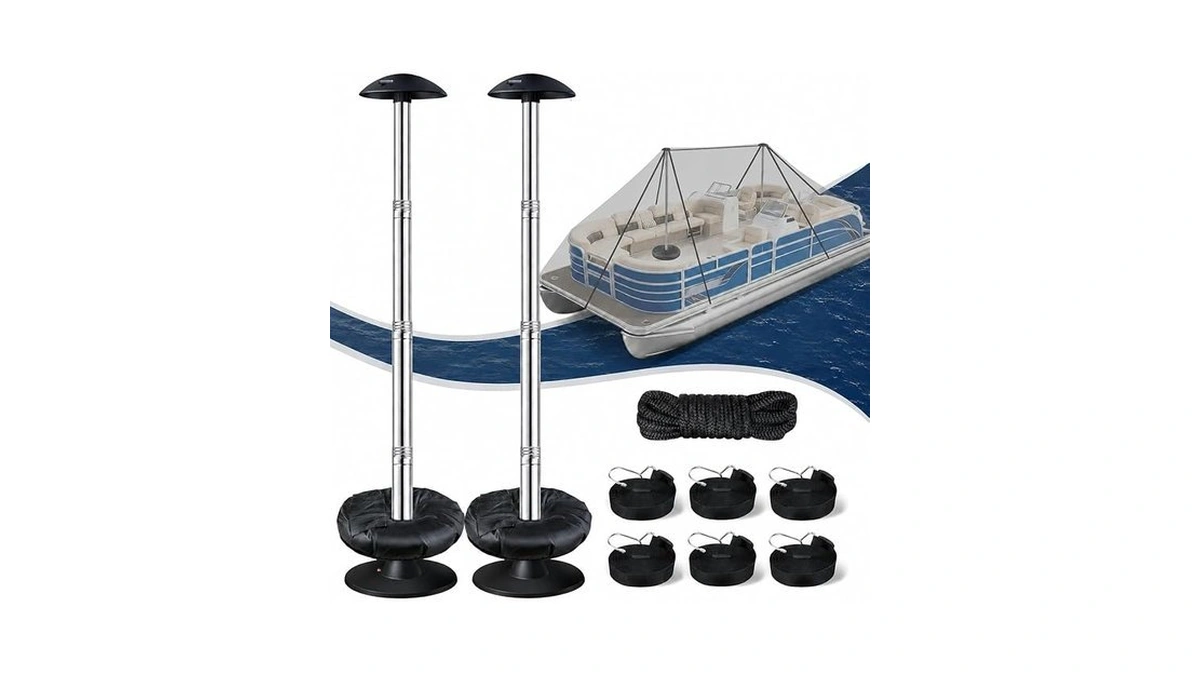 Fuprosico Pontoon Cover Support Poles With Ring Sandbag Much More