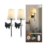 Mhsnl Black Wall Lights Battery Operated Set Of 2, Rechargeable