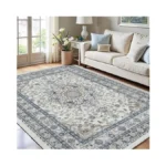 Low Pile Oriental 5x7 Area Rug For Living Room, Washable