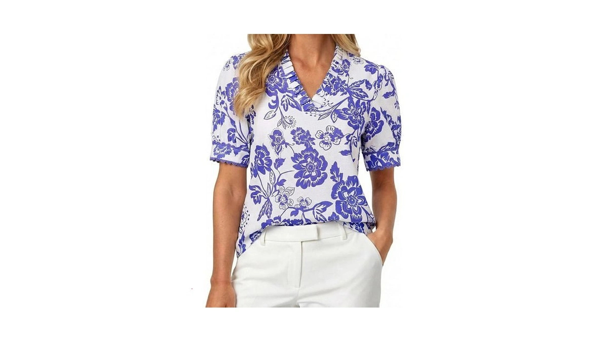 Grace Karin Women Boho Floral Tops, Summer Puff Short Sleeve