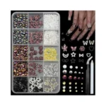 Yosommk Black Brown Nail Art Charms Bow Flower Nail Gems