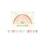 Boqtmk Boho Rainbow Nursery Wall Decor, Girls Room Wall Banner