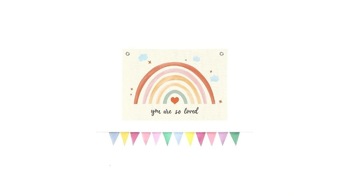Boqtmk Boho Rainbow Nursery Wall Decor, Girls Room Wall Banner