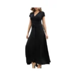 Aphratti Summer Maxi Dresses For Women Short Sleeve Faux Wrap