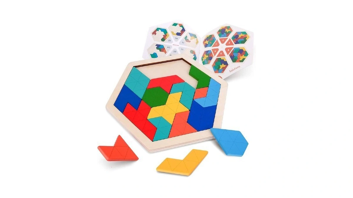 Vanmor Wooden Tangram Puzzle Brain Teaser For Kids Ages 3-8