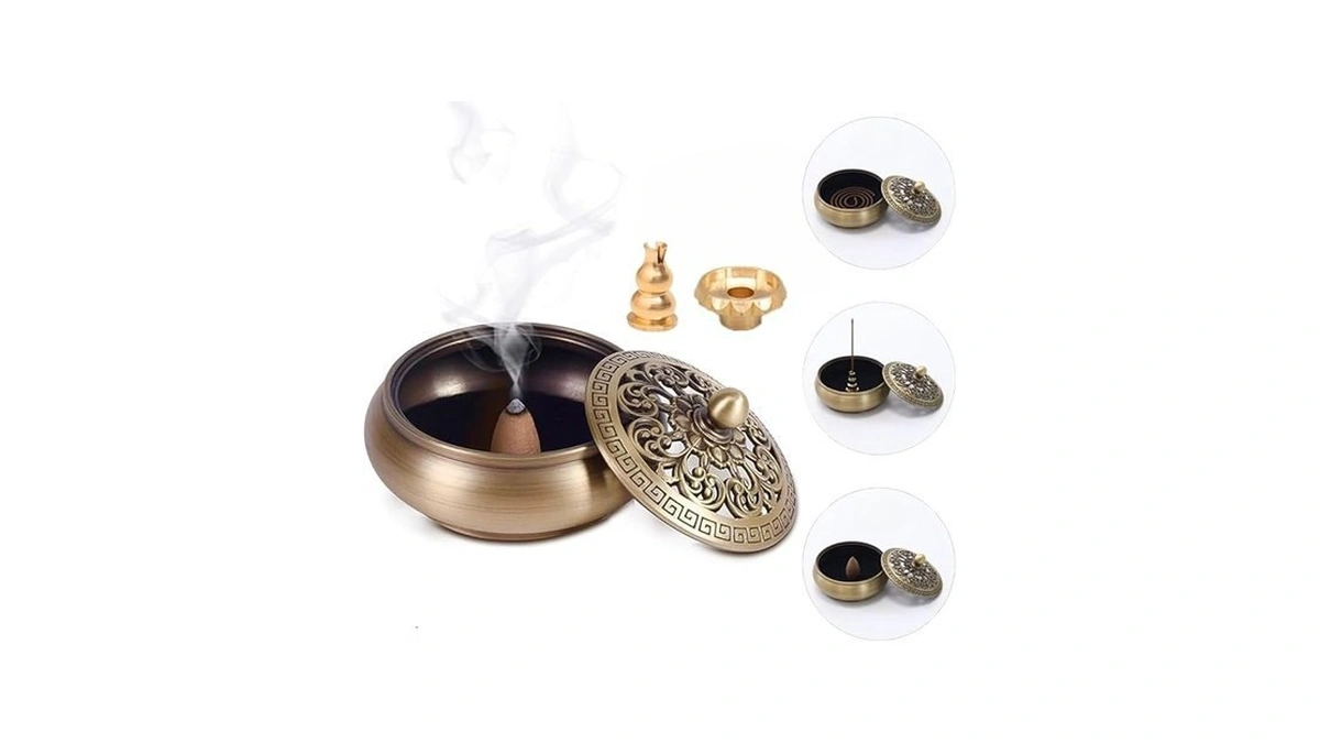 Urfeel Incense Cone Holder, Pure Brass Incense Burner, Bakhoor Burner,