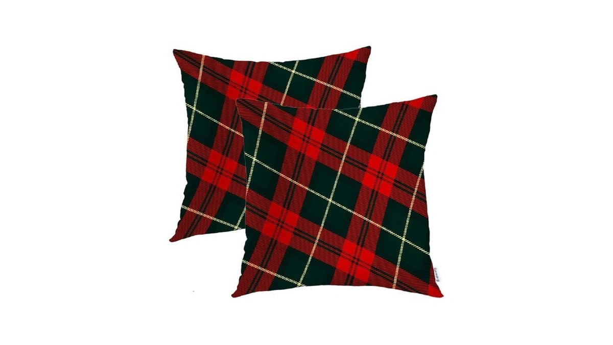Batmerry Plaid Red Black Throw Pillow Covers,retro Green Red Scottish