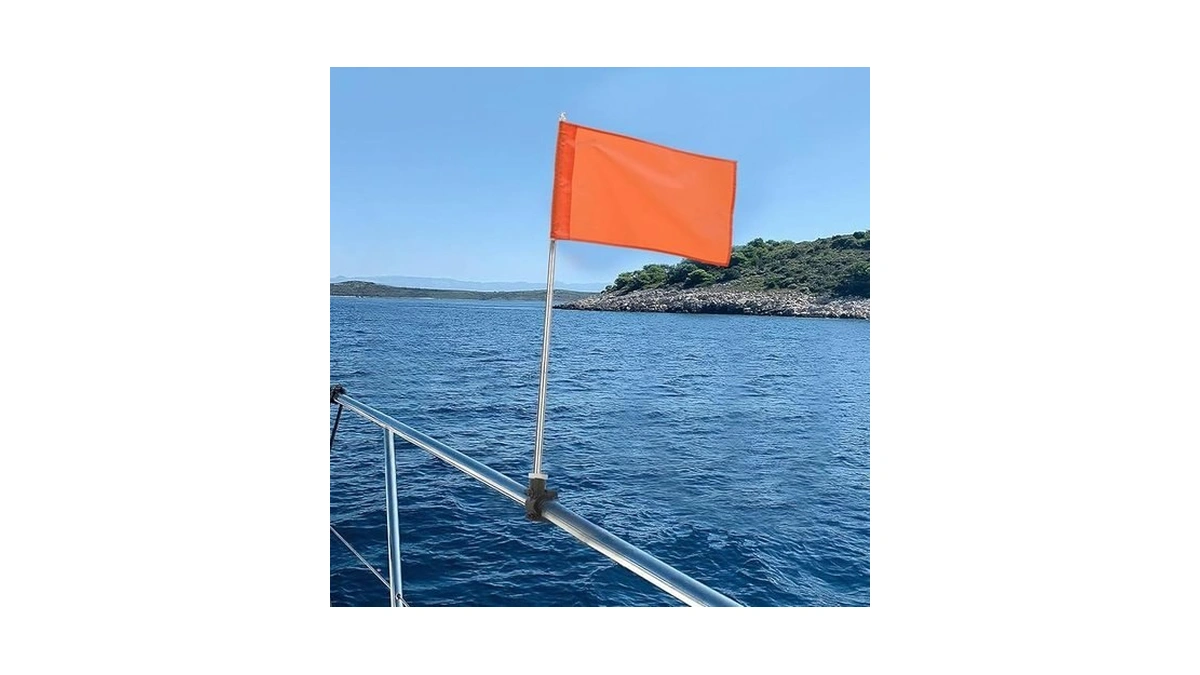 Orange Boat Flag With Replacement Flag, 12” X 18” Water