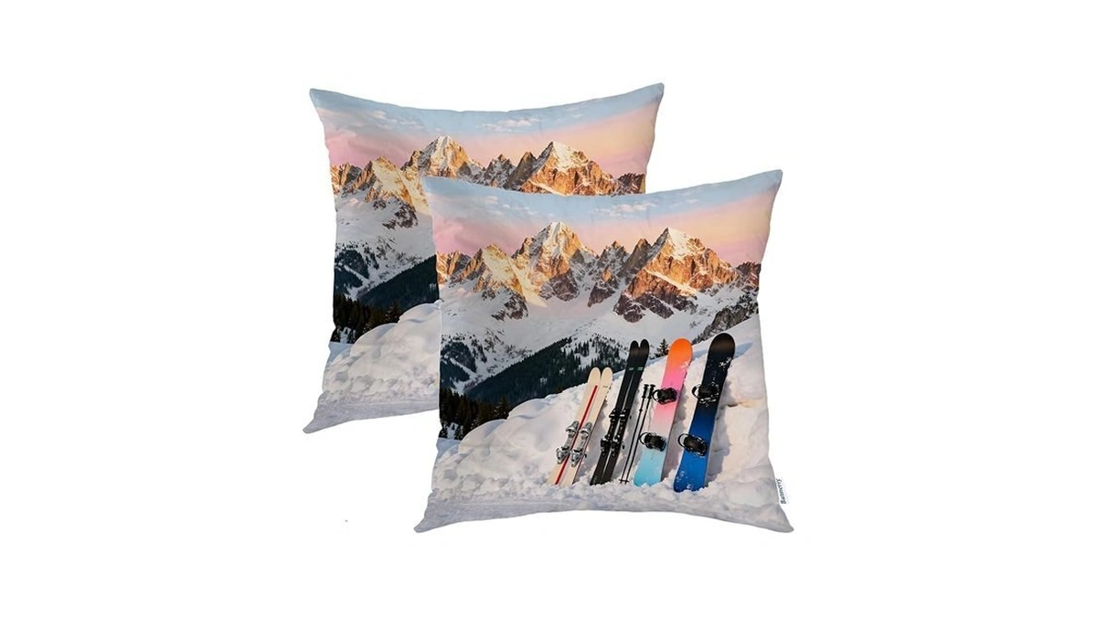 Batmerry White Winter Snow Throw Pillow Covers,colorful Three Decorative Pillow